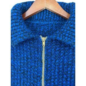 Vintage 50’s Full Zip Marled Wool Sweater Mens Hand Knit Rockabilly Cabincore